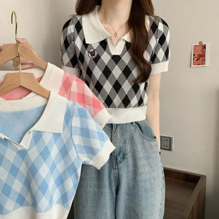 Polo Silk Knitted Crop Top fashionnsio