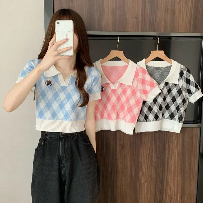 Polo Silk Knitted Crop Top fashionnsio