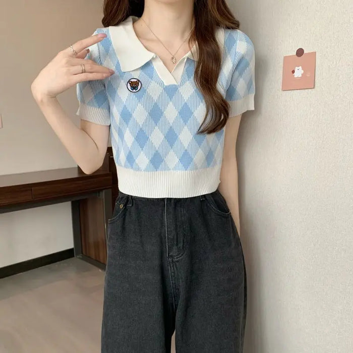 Polo Silk Knitted Crop Top fashionnsio