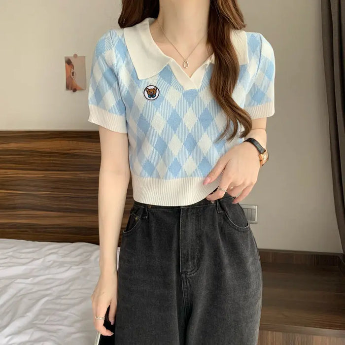 Polo Silk Knitted Crop Top fashionnsio