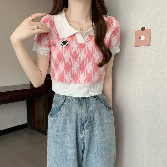 Polo Silk Knitted Crop Top fashionnsio