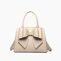 Poppy Bowtie Structured Top Handle Spring Shoulder Bag-  Beige