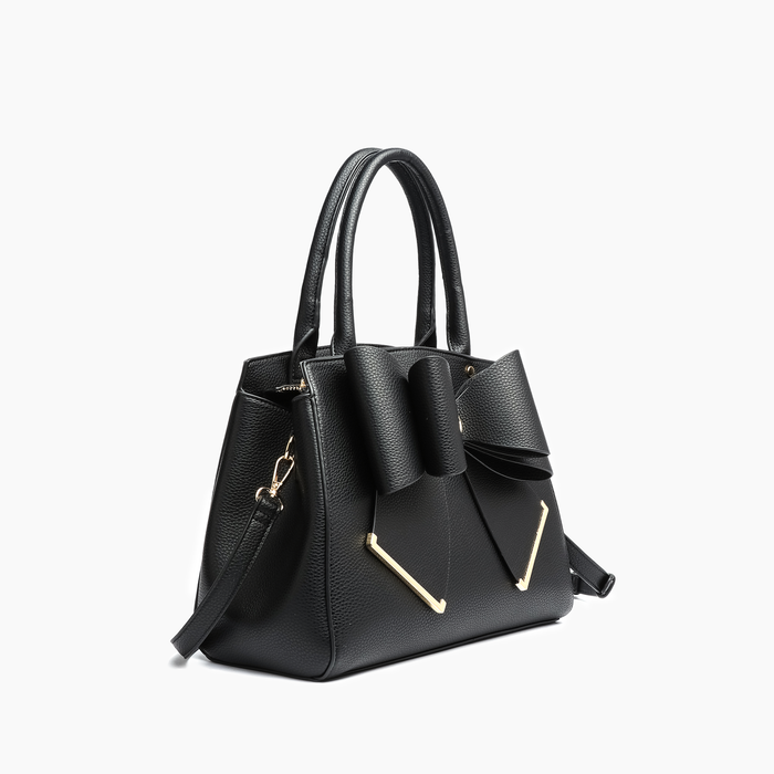 Poppy Bowtie Structured Top Handle Spring Shoulder Bag-  Beige