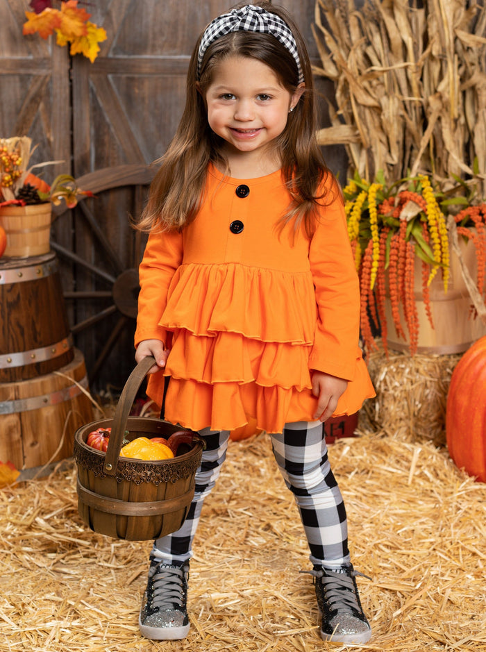 Fall Outfits | Ruffle Tunic & Plaid Legging Set | Cute Fall Girls Sets