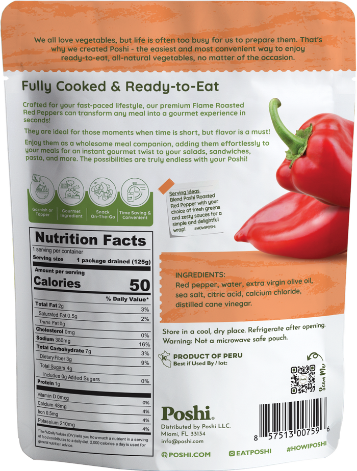 POSHI - Poshi - Roasted Red Peppers in Oil 5.4oz