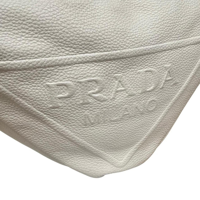 Prada Cream Saffiano Leather Large Triangle Shoulder Bag