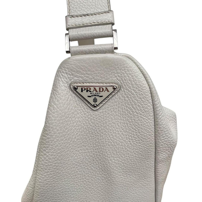 Prada Cream Saffiano Leather Large Triangle Shoulder Bag