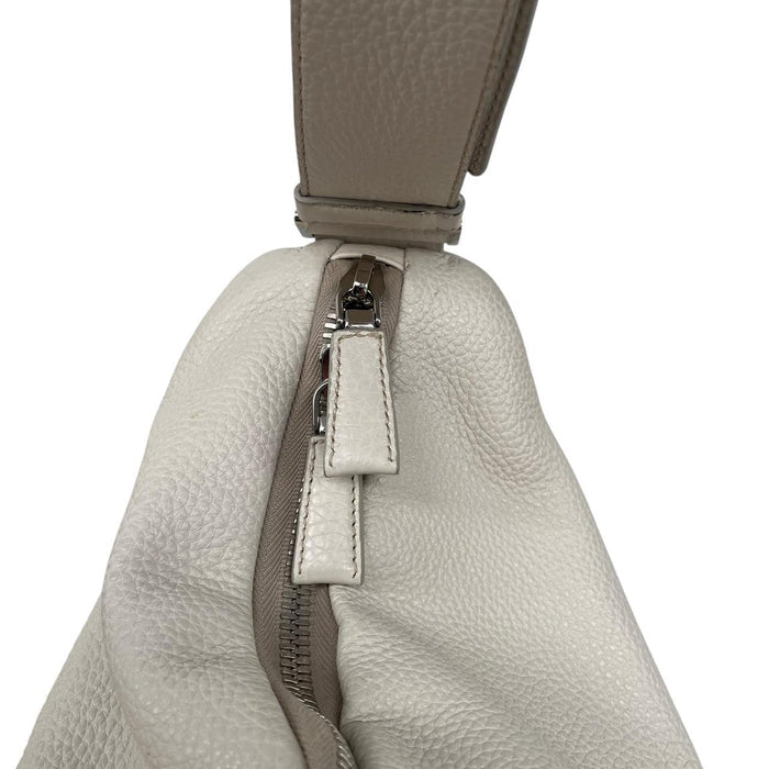 Prada Cream Saffiano Leather Large Triangle Shoulder Bag