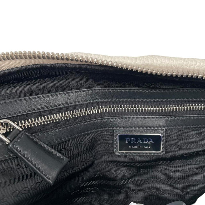 Prada Cream Saffiano Leather Large Triangle Shoulder Bag