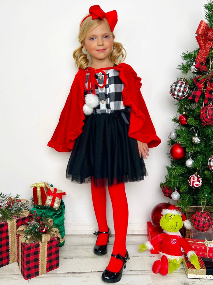 Little Girls Cute Fall Plaid Ruffled Tutu Dress - Mia Belle Girls