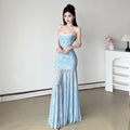 Printed Mesh Fairy Long Dress - Fashionnsio