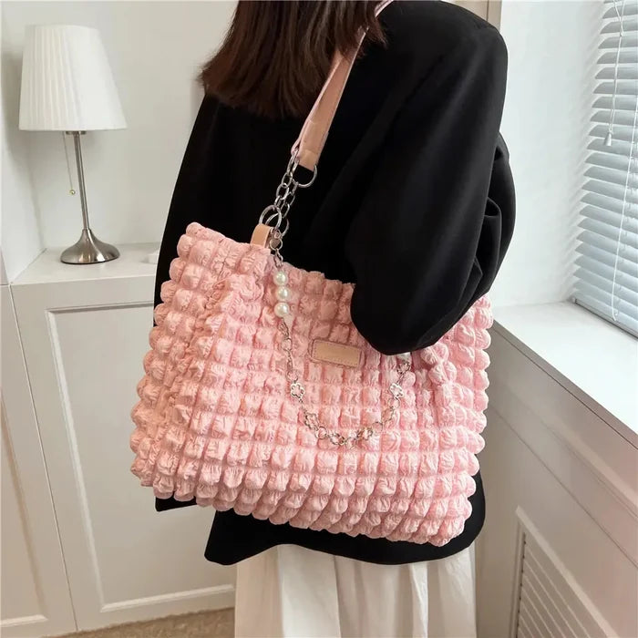 Pleated Bubble Tote Shoulder Bags fashionnsio