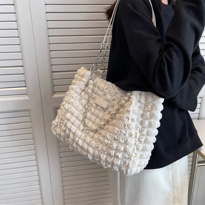 Pleated Bubble Tote Shoulder Bags fashionnsio