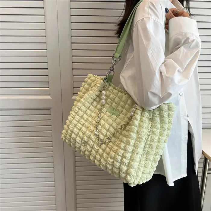 Pleated Bubble Tote Shoulder Bags fashionnsio
