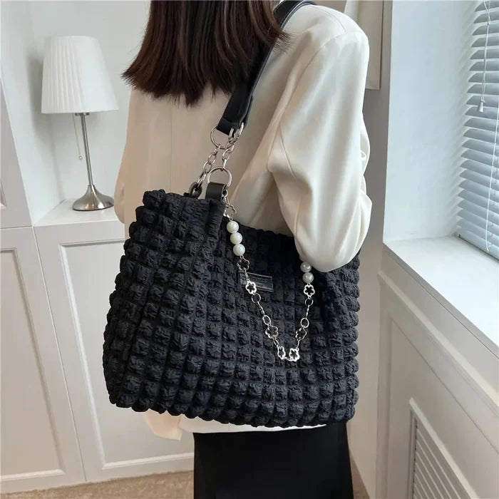 Pleated Bubble Tote Shoulder Bags fashionnsio