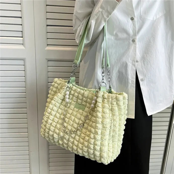 Pleated Bubble Tote Shoulder Bags fashionnsio