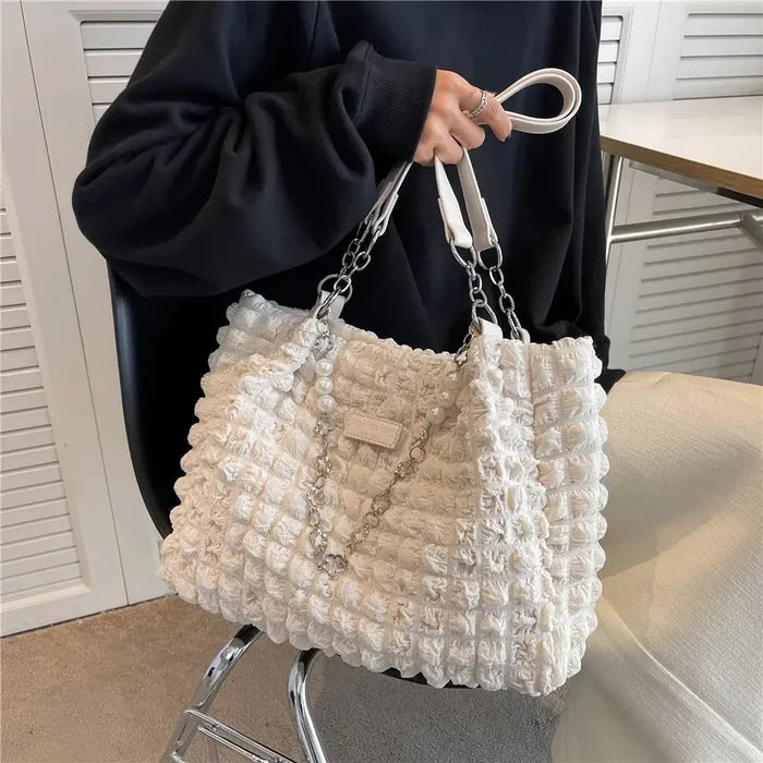 Pleated Bubble Tote Shoulder Bags fashionnsio