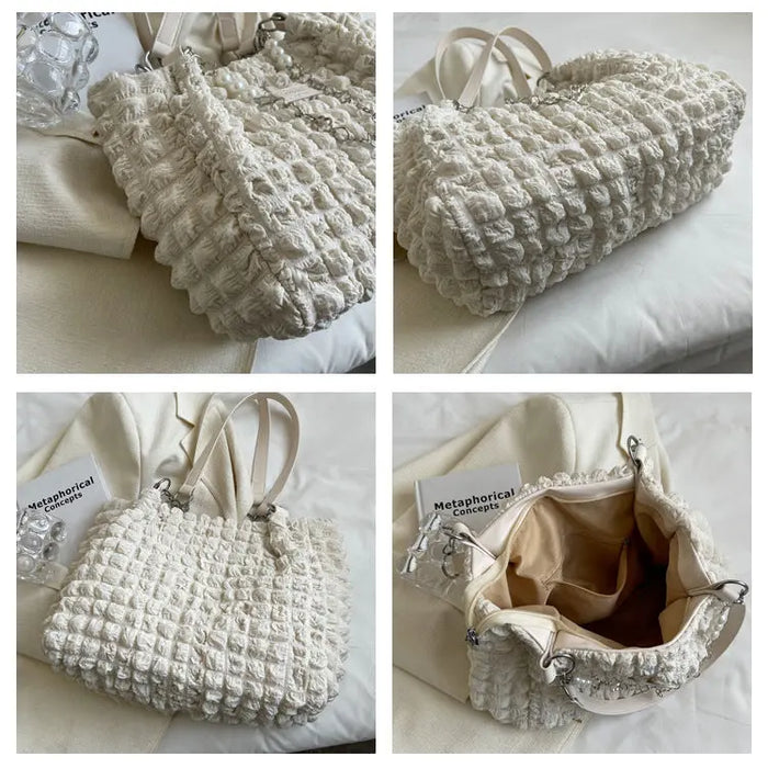 Pleated Bubble Tote Shoulder Bags fashionnsio