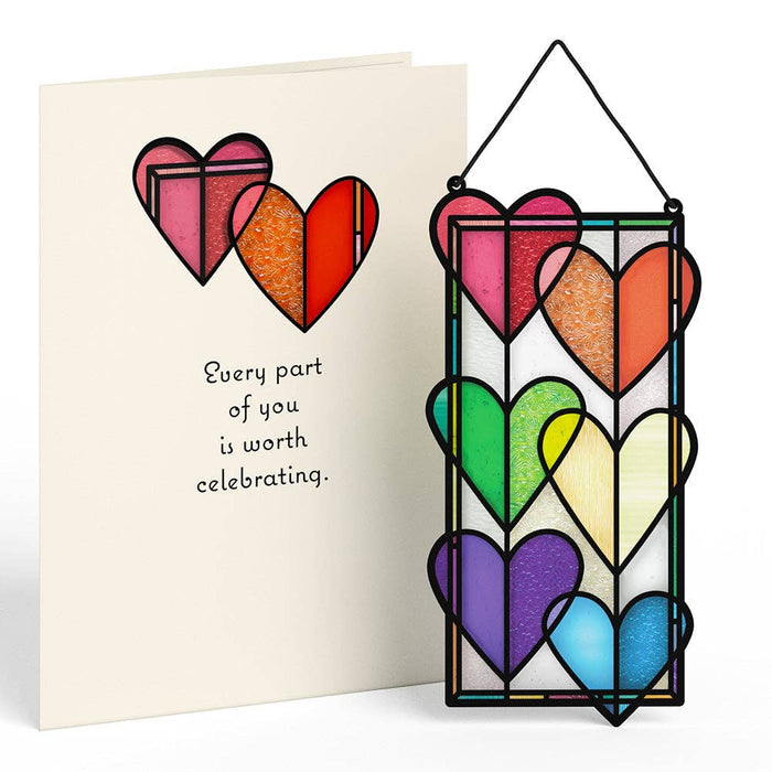 Rainbow Hearts Suncatcher Card 5x7"