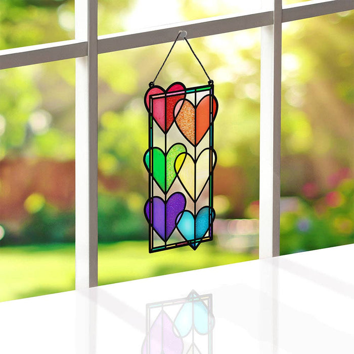 Rainbow Hearts Suncatcher Card 5x7"