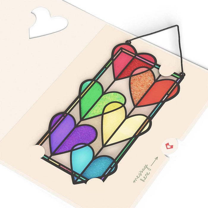 Rainbow Hearts Suncatcher Card 5x7"