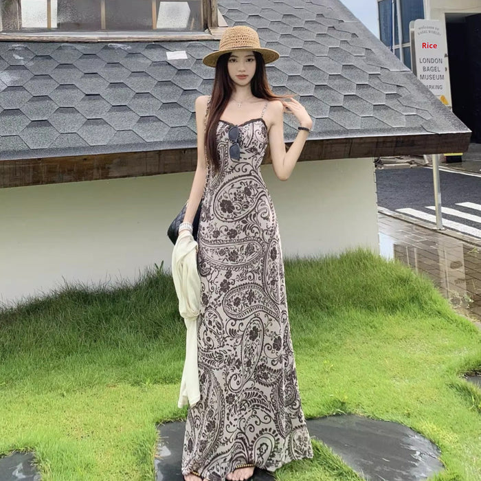 Retro Printed Lace Maxi Dress - Fashionnsio