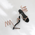 Snake Wrapped Rhinestone Winding Heels fashionnsio