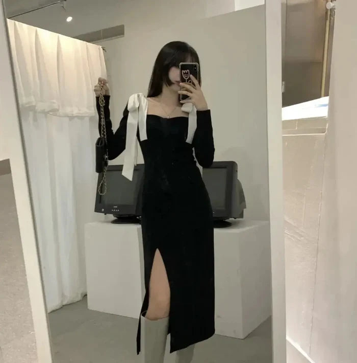 Ribbon Bow Midi Dress fashionnsio