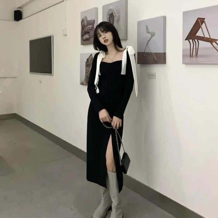 Ribbon Bow Midi Dress fashionnsio