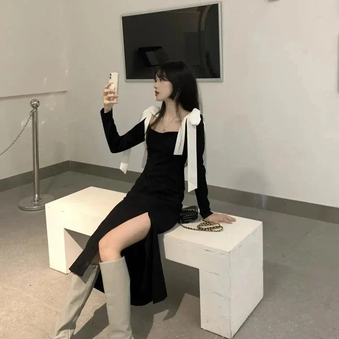 Ribbon Bow Midi Dress fashionnsio
