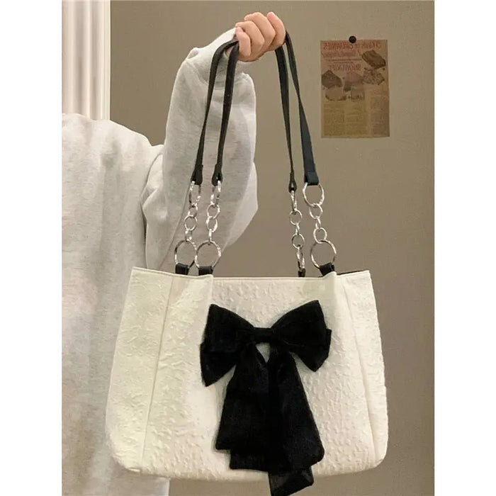 Bow Tote Large Shoulder Bag fashionnsio