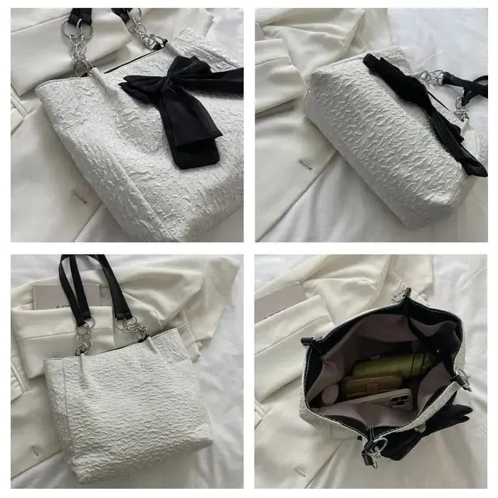 Bow Tote Large Shoulder Bag fashionnsio