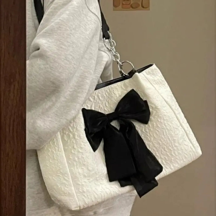 Bow Tote Large Shoulder Bag fashionnsio