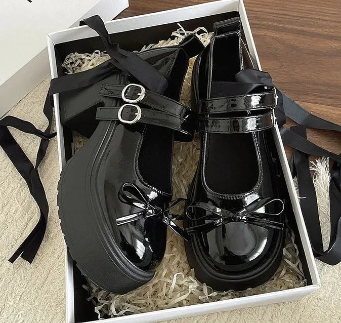 Ribbon Platform Mary Jane Heels - Fashionnsio