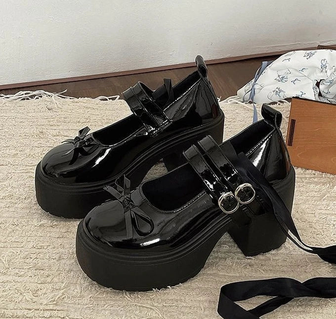 Ribbon Platform Mary Jane Heels - Fashionnsio