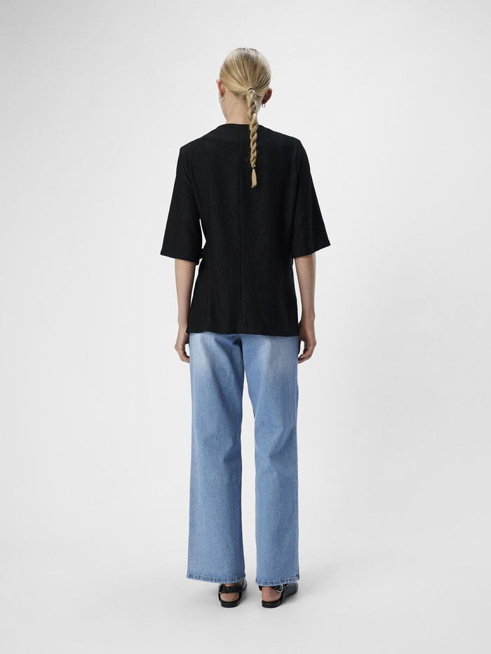 Rilla Half Sleeve Wrap Blazer (Black)
