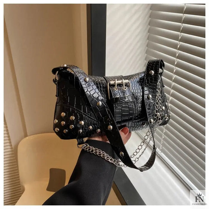 Rivet Chain Buckle Shoulder Bags - Fashionnsio