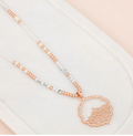Rose Gold Matt Bead & Howlite Stones Lacey Pendant Necklace