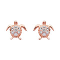 Rose Gold Stud Earrings with Aqua Swarovski® Crystals