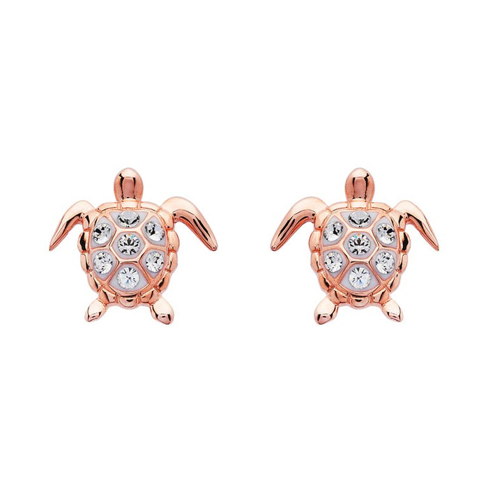 Rose Gold Stud Earrings with Aqua Swarovski® Crystals