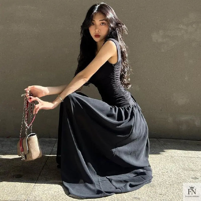 Ruched Waist Fit Maxi Dress - Fashionnsio