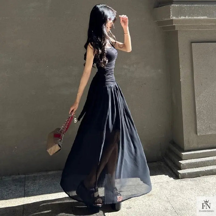 Ruched Waist Fit Maxi Dress - Fashionnsio