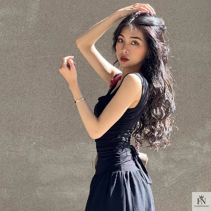 Ruched Waist Fit Maxi Dress - Fashionnsio