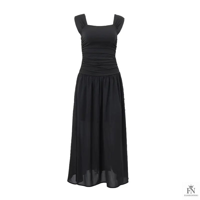 Ruched Waist Fit Maxi Dress - Fashionnsio