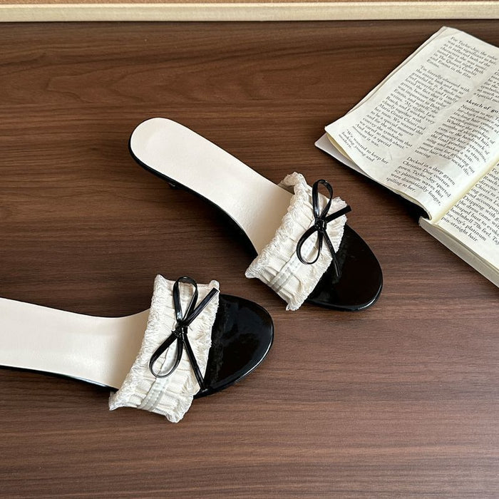 Ruffle Lace Bow Sandals - Fashionnsio