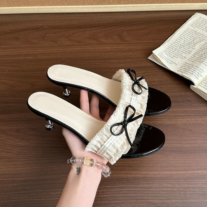 Ruffle Lace Bow Sandals - Fashionnsio