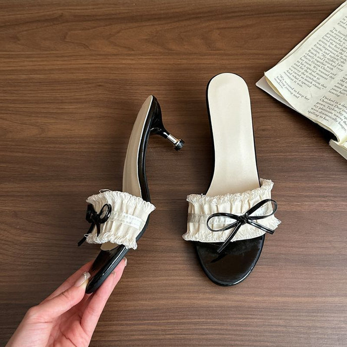 Ruffle Lace Bow Sandals - Fashionnsio