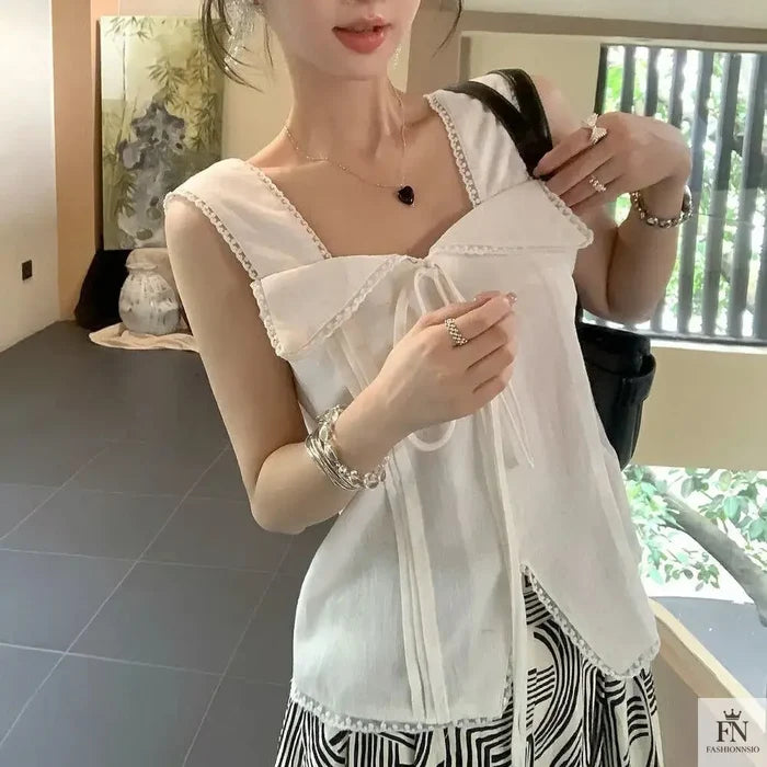 Ruffle Lace Korean Top - Fashionnsio