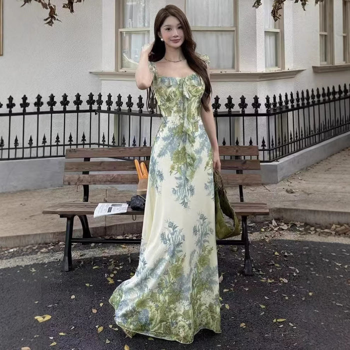 Ruffle Printed Maxi Dress - Fashionnsio
