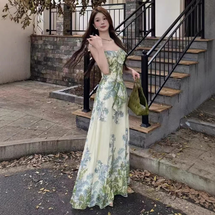 Ruffle Printed Maxi Dress - Fashionnsio